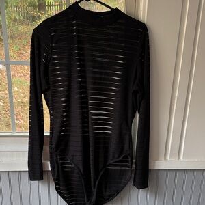 Boohoo Plus Black Sheer Striped Bodysuit